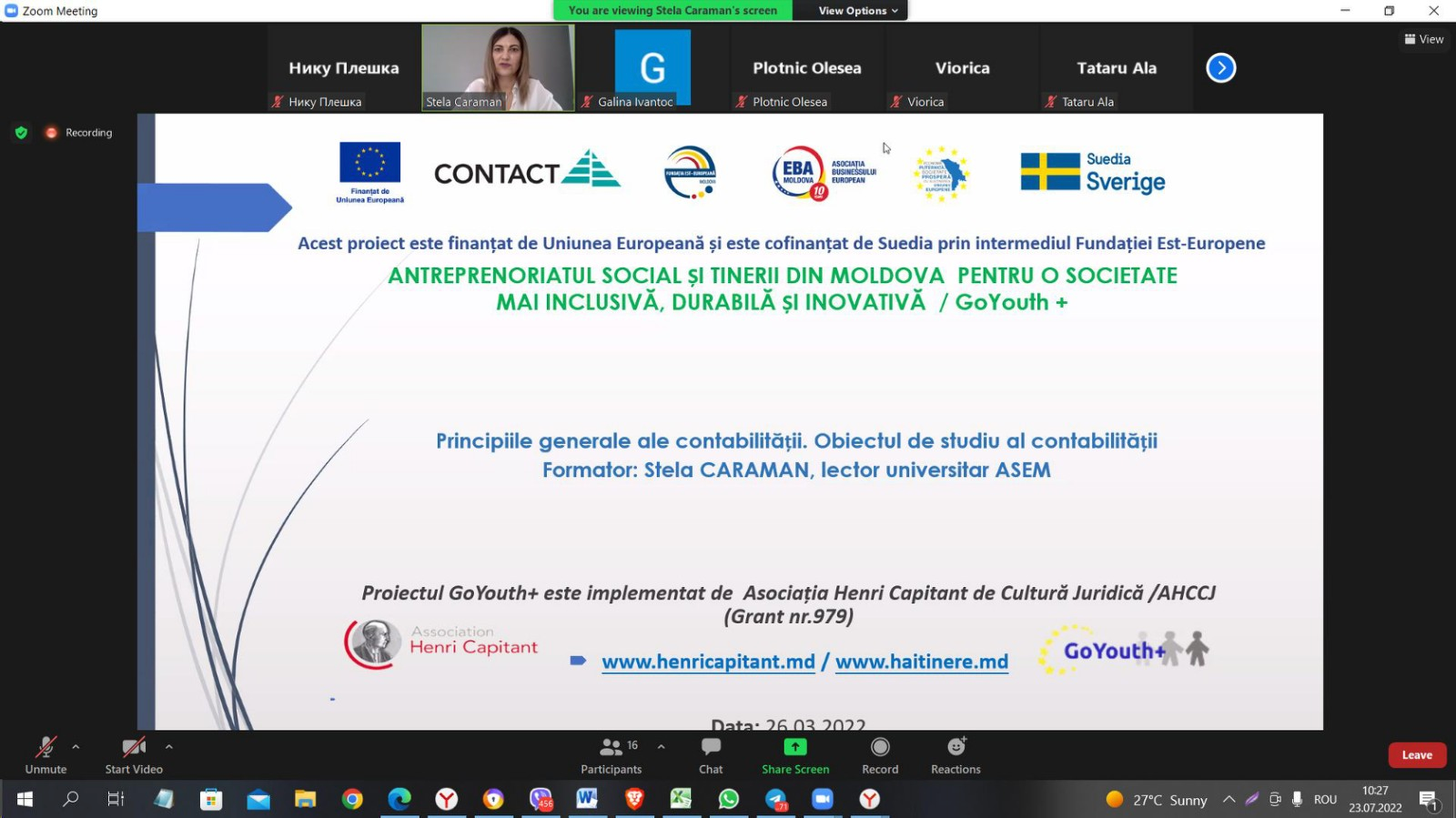 ZIUA IV DE INSTRUIRE A TINERILOR NEET DIN R. CĂUȘENI (SESIUNEA II)
